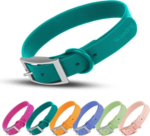 Vista 18 de Wisedog Collar de perro impermeable: ajuste múltiple de 7 a 23.6 pulgadas, correa recubierta de goma suave, fácil de limpiar, para perros pequeños