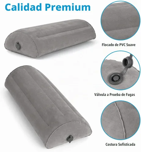 Vista 4 de USHMA Almohada inflable, almohada de media luna para piernas, rodillas, espalda baja y cabeza Almohada semi enrollable para cama, dormir