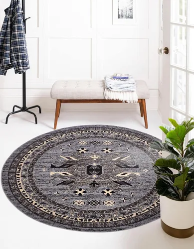 Vista 49 de Unique Loom Taftan Collection - Alfombra de borde geométrico de inspiración tribal (2 pies 2 pulgadas x 3 pies, rectangular, negro/gris)