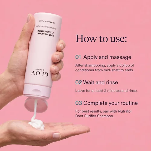 Vista 4 de Glov Beauty Acondicionador renovador capilar con células madre de manzana, colágeno hidrolizado, aceites de argán y coco, té verde y aminoácidos
