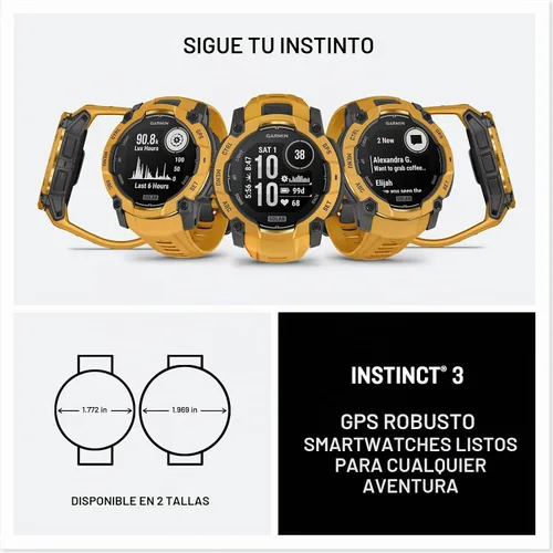 Vista 8 de Garmin Instinct - Reloj inteligente solar con GPS para exteriores de 0.118-1.772 in, linterna integrada, colección Alpine Rush de edición limitada