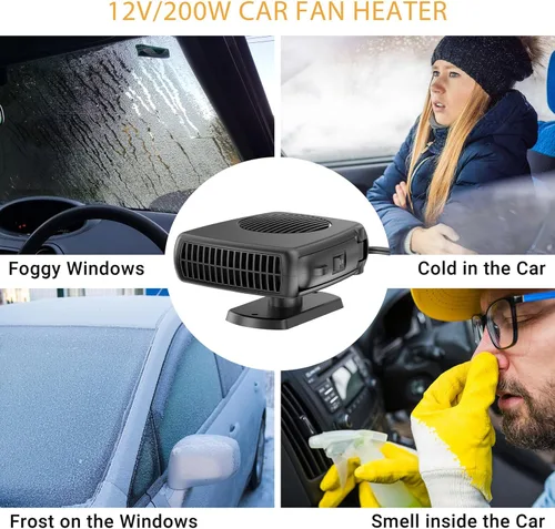 Vista 6 de Calentador de automóvil, descongelador de parabrisas portátil de 12 V 200 W, 2 en 1 con modos de calefacción y refrigeración, calentadores
