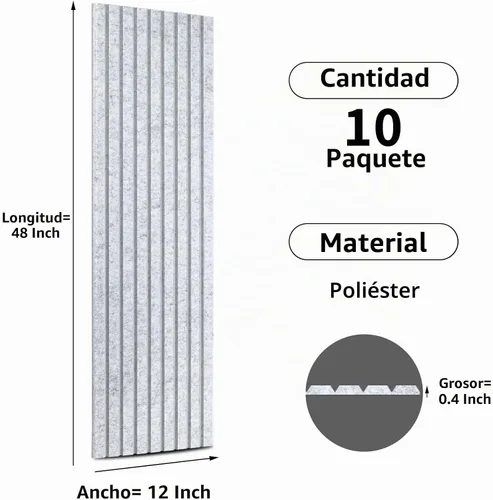 Vista 2 de Art3dwallpanels Paquete de 10 paneles acústicos, paneles de pared insonorizados de 48 x 12 x 0.35 pulgadas, autoadhesivos de alta densidad que