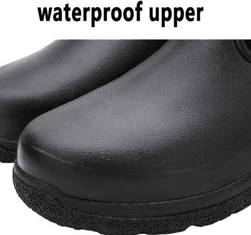 Vista 4 de YUKTOPA Zuecos de trabajo impermeables antideslizantes para hombre y mujer, resistentes al aceite, zapatos de chef de seguridad, zapatos de trabajo