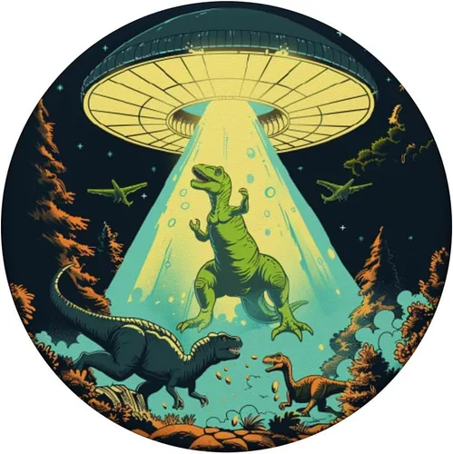 Vista 3 de Alien Lover Flying Saucer UFO Abduction Dinosaur PopSockets Standard PopGrip