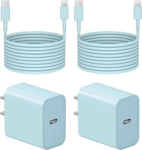 Vista 12 de Cargador extra largo de 10 pies para iPhone 14, 13, 12, carga rápida, paquete de 2 cargadores súper rápidos de 20 W con cable de carga rápida largo