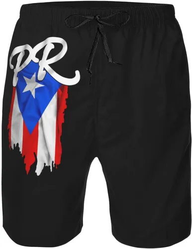 Vista 4 de Pantalones cortos de playa con bolsillos y diseño de bandera de Puerto Rico Boricua Pride