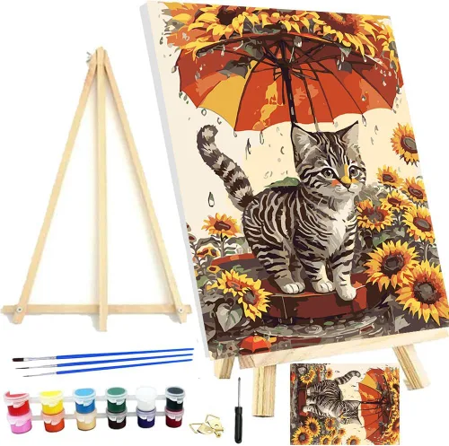 Vista 25 de Meothan Kits de pintura por números para adultos enmarcados, pintura de otoño por números para adultos principiantes, kits de pintura de calabaza