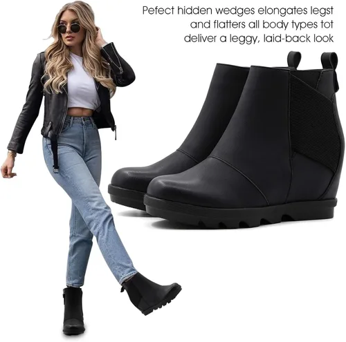 Vista 6 de Athlefit Botas de cuña cómodas para mujer