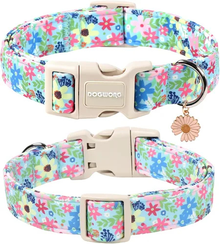 Vista 71 de DOGWONG Collar para perro de San Valentín, collar ajustable de algodón con corazón de caramelo azul, perfecto para perros pequeños a medianos