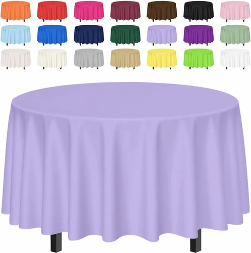 Vista 12 de SietDESEO Paquete de 2 manteles redondos de plástico de 84 x 84 pulgadas, impermeables, color negro, desechables para bodas, cumpleaños, baby Mantel