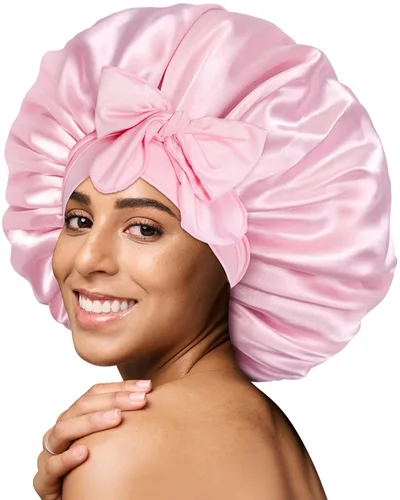 Vista 31 de BONNET QUEEN - Gorro de seda para dormir de BONNET QUEEN, gorro de satén para dormir con banda de amarre ajustable, para cabello rizado, de una sola