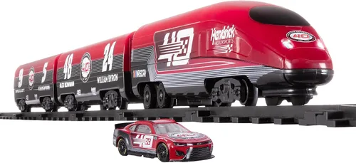 Vista 5 de Lionel NASCAR Hendrick Motorsports - Juego de tren para el 40 aniversario – Motor diésel a batería listo para jugar con 1:64 fundido a presión