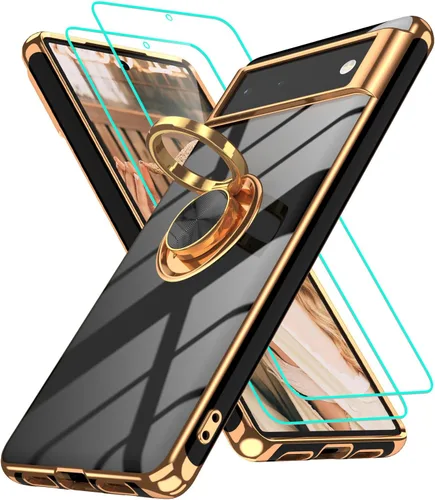 Vista 288 de Funda para Motorola Moto G 5G 2024: Funda Moto G Play 5G 2024 con 2 piezas de protectores de pantalla, soporte de anillo de rotación de 360°