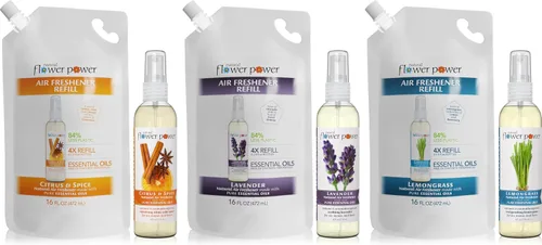 Vista 5 de Natural Flower Power Ambientador en aerosol – Eliminador de olores con aceites esenciales – Hogar, automóvil y tela – Libre de crueldad animal