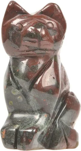 Vista 17 de Justinstones Estatua de gato guardián de piedra de sangre africana, decoración del hogar, reiki chakras curativos, cristal de escritorio, decoración