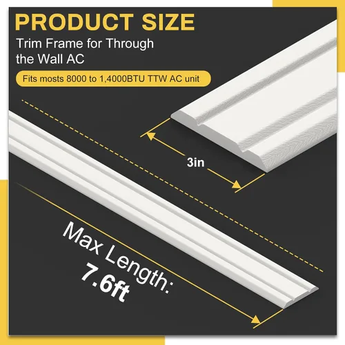 Vista 2 de Moldura de moldeo para aire acondicionado de pared, marco de aislamiento autoadhesivo para unidad de CA TTW, borde de decoración flexible
