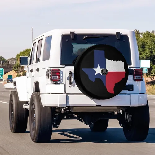 Vista 2 de Delerain Cubierta de neumático de repuesto con bandera de Texas con orificio de cámara de respaldo para caravana, remolque, SUV, camión y muchos