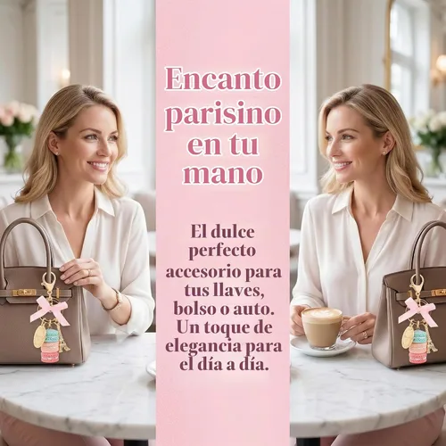 Vista 2 de Llavero Anillo Torre Eiffel Macaron Charm Lindo Colgante Bolsa Charm Monedero