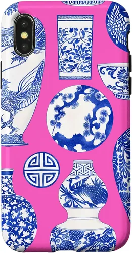 Vista 5 de iPhone 16 Blue Willow Chinoiserie Jengibre Tarro Fresco Preppy Rosa Azul Caso