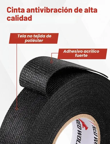 Vista 5 de RED WOLF Cinta para Arnés de Cableado de Alta Temperatura Cable de Alambre Cinta de Tela Autoadhesiva para Protección de Envoltura de Arnés