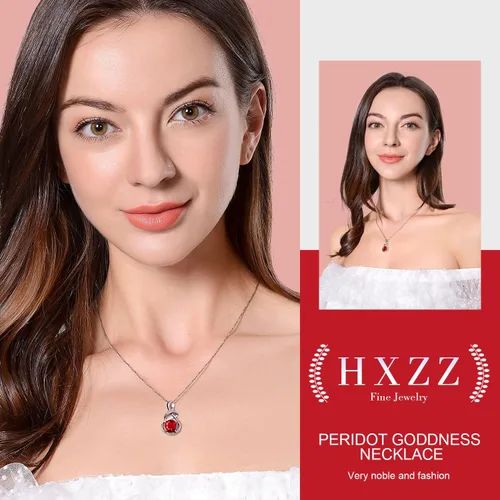 Vista 4 de HXZZ Fine Jewelry - Collar con colgante de plata de ley con topacio azul suizo, amatista, citrino, peridoto y ópalo, regalo para mujer, Gema