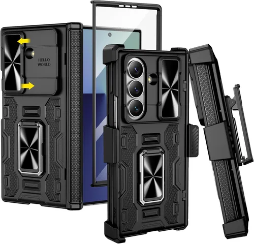 Vista 32 de VEGO - Funda para Galaxy Z Fold 4 con clip para cinturón y protector de pantalla 360°Ring Kickstand & Camera Cover, Hinge Protection Shockproof