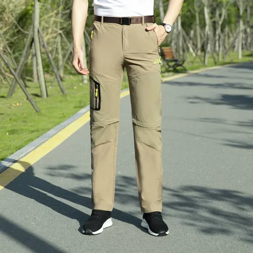 Vista 5 de Pantalones de senderismo para hombre, convertibles, ligeros, de secado rápido, pantalones cortos de pesca, pantalones deportivos al aire libre