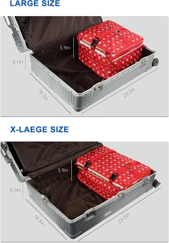 Vista 5 de ELEZAY Organizador de equipaje de viaje para ropa, compartimento plegable, armario colgante para armario, bolsa con rodillos, maleta, nieve, grande