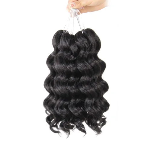 Vista 36 de Pelo de onda marina con trenzas de ganchillo, 6 pulgadas, 8 paquetes, trenzas rizadas suaves y profundas, extensiones de pelo sintético ondulado