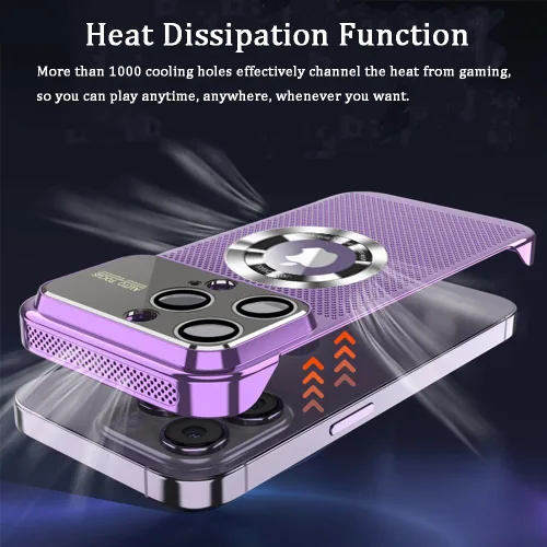 Vista 3 de Omio - Funda para teléfono con disipación de calor para iPhone 14 Pro Max, compatible con MagSafe, carcasa delgada sin marco chapado con ventana