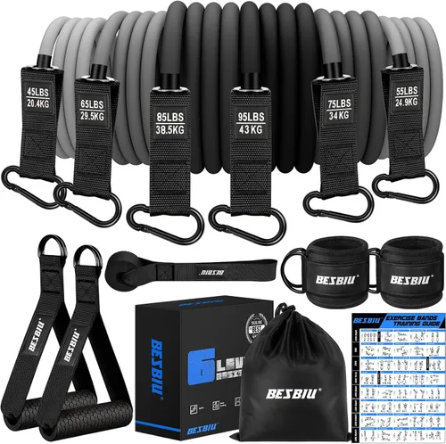 Vista 14 de Heavy Resistance Bands for Working Out, 300lbs/360lb/420lb Exercise Bands Workout Bands with Handles, Door Anchor, Ankle Straps, Home Gym Workout