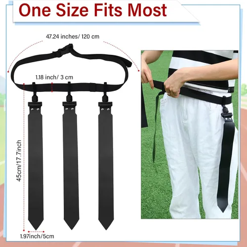 Vista 2 de Hungdao Cinturones y banderas de fútbol para 10/12 jugadores, cinturones de fútbol ajustables para niños, adolescentes, adultos, entrenamiento