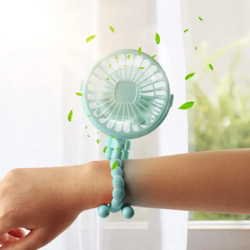 Vista 5 de Ventilador de cochecito flexible con clip de trípode para bebé, mini ventilador portátil de mano para asiento de automóvil, cuna cochecito