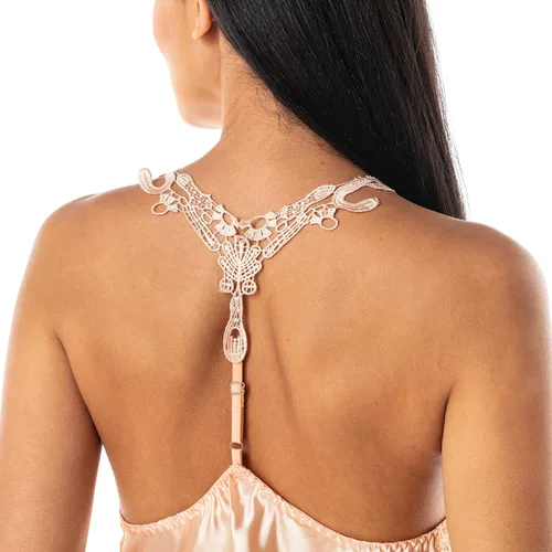 Vista 5 de Satini Lencería Satén Encaje Chemise Camisón Deslizamiento Completo Ropa de dormir Ropa de dormir