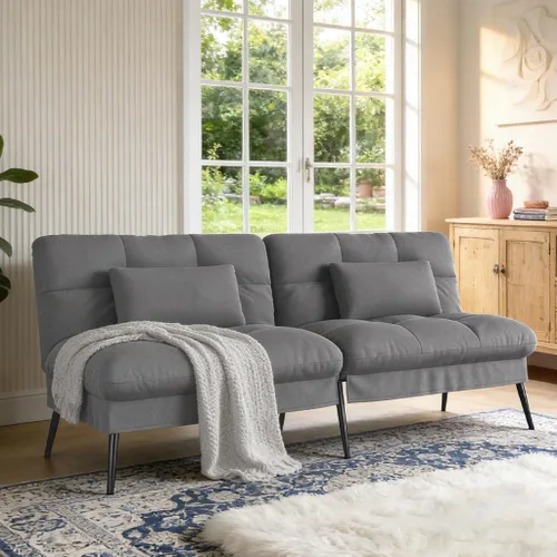 Vista 7 de COMHOMA Sofá cama futón de 72 ″, sofá cama con respaldo ajustable, negro