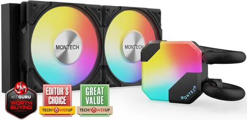 Vista 20 de MONTECH HyperFlow Digital 240 - Enfriador líquido de CPU, AIO de 9.449 in con bomba de 3100 RPM, 2 ventiladores E28 ARGB de 4.724 in, pantalla