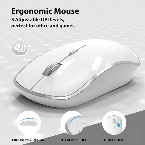 Vista 21 de JOYACCESS Combo de teclado y mouse inalámbricos, 2.4G compacto y ultra delgado teclado inalámbrico y mouse para Windows, computadora, escritorio