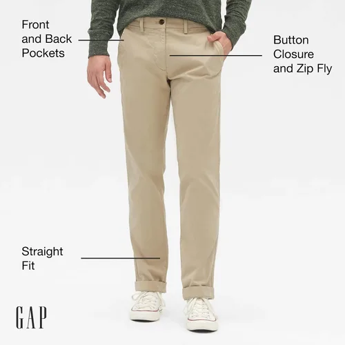Vista 2 de GAP Pantalones chinos caqui Essential Straight Fit para hombre