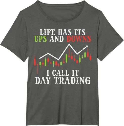 Vista 89 de Life Ups And Downs Day Trading Crypto Stock Market Trader T-Shirt, Negro