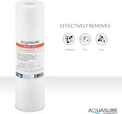 Vista 4 de Aquasure Pioneer Series - Filtro de repuesto de 5 micrones para ósmosis inversa y filtro de agua debajo del fregadero, 10 x 2.5 pulgadas