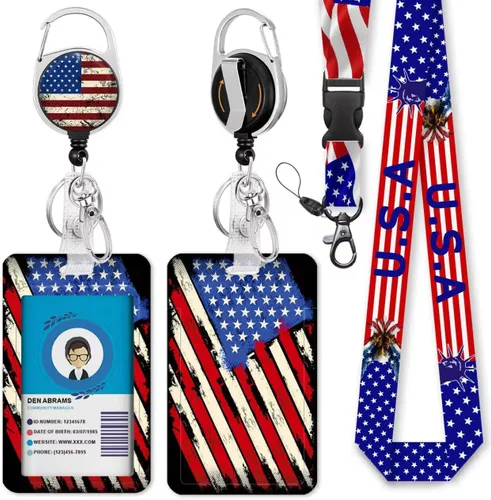 Vista 40 de Giancomics Soporte para tarjetas de identificación negro con cordón, cordones para insignias de identificación con carrete de insignia retráctil