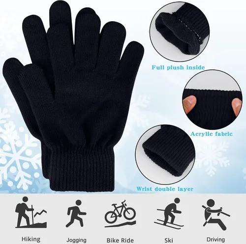 Vista 2 de 16 pares de guantes de invierno para hombres y mujeres, guantes de punto elásticos cálidos para adultos, paquete a granel