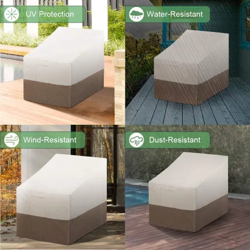 Vista 5 de PHI VILLA Juego de 2 fundas para sillas de patio, fundas para muebles de exterior, impermeables y resistentes, para asientos profundos