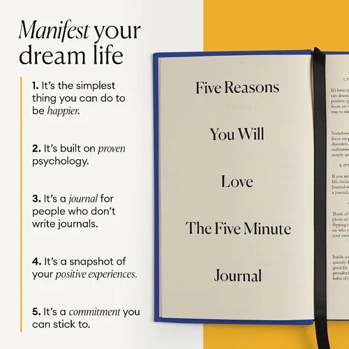 Vista 4 de The Five Minute Journal, diario original de gratitud 2023, diario de reflexión y manifestación para atención plena, diario sin fecha con lámina