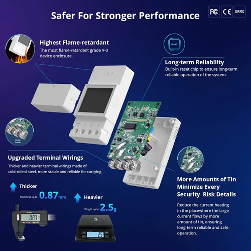 Vista 8 de SONOFF POWR316D Elite 16A Interruptor de potencia inteligente WiFi con medidor de energía, interruptor de luz inalámbrico inteligente con monitoreo