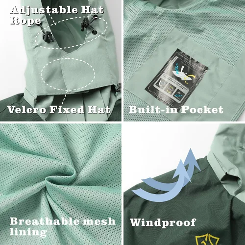 Vista 6 de GIISAM Chaqueta de lluvia para mujer, impermeable, ligera, impermeable, impermeable, rompevientos, con capucha