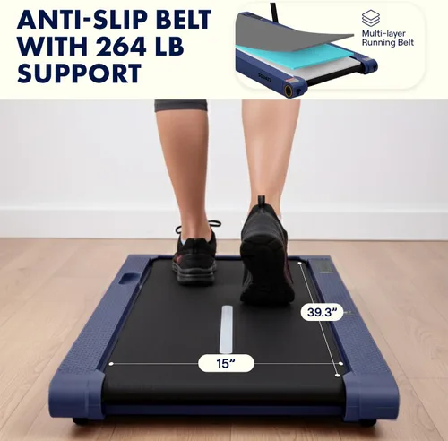 Vista 7 de Squatz - Caminadora 2 en 1 con placas vibratorias, almohadilla compacta para debajo del escritorio con control remoto, pantalla LED, banda