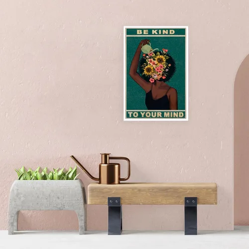Vista 5 de Dcvjiy Póster retro con texto en inglés «Be Kind To Your Mind» de moda con texto en inglés «Be Kind To Your Mind» («Be Kind To Your Mind») con texto