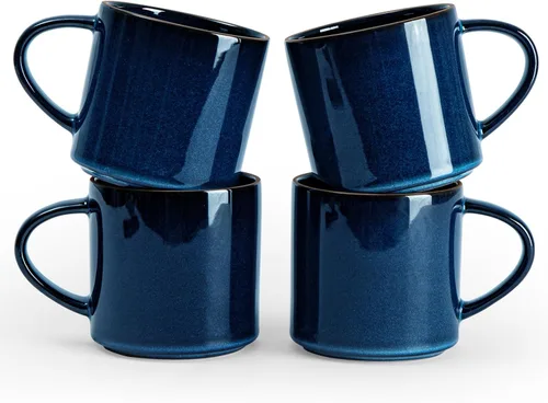 Vista 17 de famiware Juego de Tazas de Café de 4, Annecy Juego de Tazas de Cerámica Reutilizables de 14 oz con Asa, Apto para Microondas y Lavavajillas, Juego